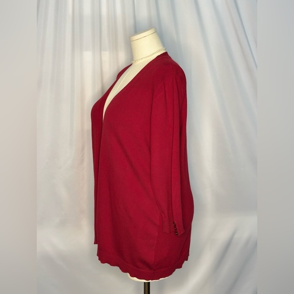 Karen Scott Women's Long Sleeve Open Front Red Cardigan (815) - Picture 5 of 11